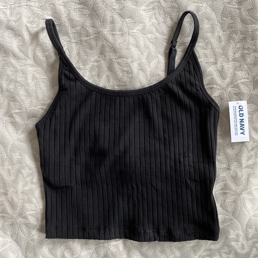 Strappy Rib-Knit Cropped Tank Top